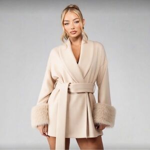 Missguided Faux-Fur Cuff Coat